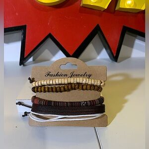 Fashion Jewelry Brown and White Bracelet Set (Set of 4)